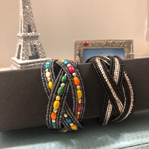 Bundle of 2 - Cuff-style Beaded Bracelets - Picture 2 of 7